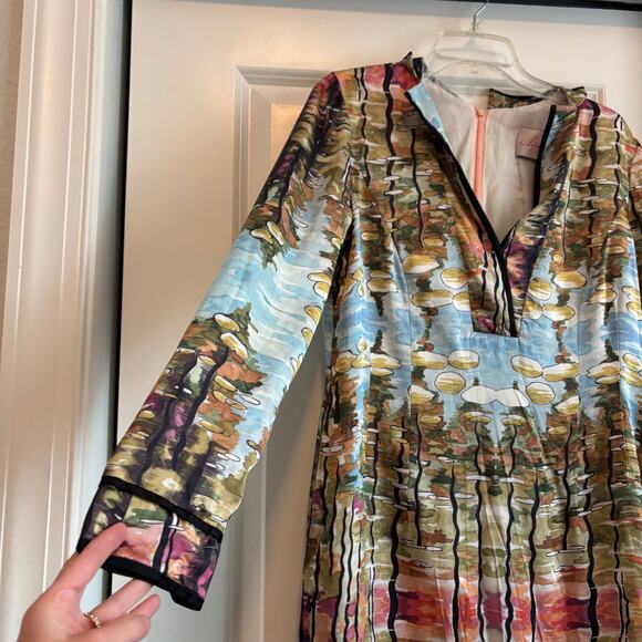 Linda Cunningham Silk Tunic Dress Sz 6 Abstract Artsy Art2Wear - Picture 5 of 10
